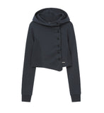 Cowl neck botton hoodie