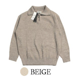 Thick hachi half-open knit zip-up