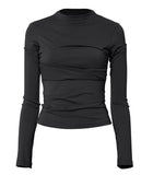Asymmetrical Draped Mock Neck