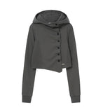 Cowl neck botton hoodie