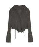 Ruffled Drape Angora Cardigan