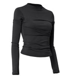 Asymmetrical Draped Mock Neck