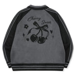 [2-WAY] Sweet Cherry Knit Zip-Up