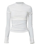 Asymmetrical Draped Mock Neck