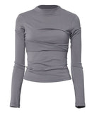 Asymmetrical Draped Mock Neck