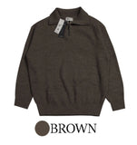 Thick hachi half-open knit zip-up