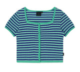 SQUARE NECK STRIPE CARDIGAN