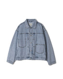 [AG] Pleated Wide Denim Jacket