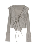 Ruffled Drape Angora Cardigan