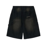 Double Knee Carpenter Washing Denim Bermuda Pants