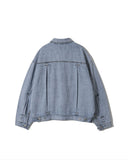[AG] Pleated Wide Denim Jacket