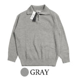 Thick hachi half-open knit zip-up