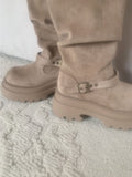 Dion Suede Buckle Long Boots