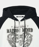 DOODLE HEART RAGLAN SWEAT ZIP UP HOODIE