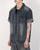 [MADE] Pocket Logo Denim Short Sleeve Shirt