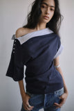 OFF-SHOULDER SHIRT LAYERED UNBALANCED T-SHIRT