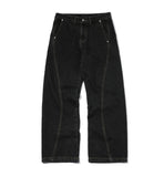 Curved Wide Denim Pants