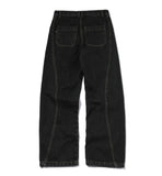 Curved Wide Denim Pants