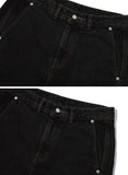 Curved Wide Denim Pants