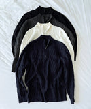 Cable long sleeve knit half zip up ver