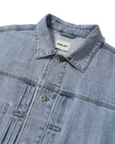 [AG] Pleated Wide Denim Jacket