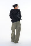 Stone eyelet overfit hoodie zip-up
