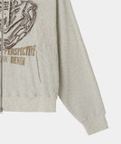 DOODLE HEART WAFFLE ZIP UP HOODIE