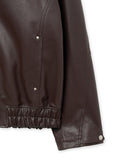 High Neck Curved Leather Jacket