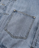 [AG] Pleated Wide Denim Jacket