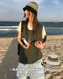 RAINBOW KNITTING BUCKET HAT