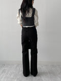 Center Crease Semi Bootcut Denim Pants