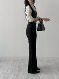 Center Crease Semi Bootcut Denim Pants