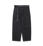 Asymmetric Washed Denim Pants