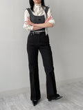 Center Crease Semi Bootcut Denim Pants
