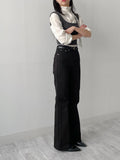 Center Crease Semi Bootcut Denim Pants