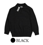 Thick hachi half-open knit zip-up
