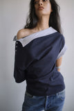 OFF-SHOULDER SHIRT LAYERED UNBALANCED T-SHIRT
