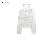 Sona Lace Muffler Bean Button Shirring T-shirt Set