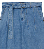Asymmetric Washed Denim Pants