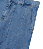 Asymmetric Washed Denim Pants