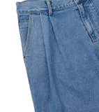 Asymmetric Washed Denim Pants