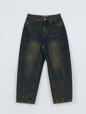 Kale Salt Washing Brushed Balloon Denim Pants