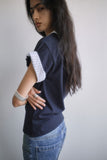 OFF-SHOULDER SHIRT LAYERED UNBALANCED T-SHIRT