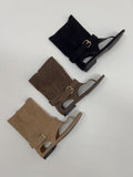Folding Suede Open Toe Ankle Boots