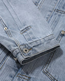 [AG] Pleated Wide Denim Jacket