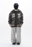 Rest Lettering Camo Hooded Zip-Up