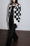 mohair chess knit cardigan