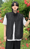 High neck denim vest