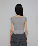 Asymmetrical Draped Roll-Up T-Shirt