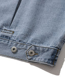 [AG] Pleated Wide Denim Jacket